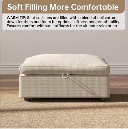 33.07" Lift Up Storage Sofa Ottoman, White Storage Ottoman Coffee Table with Sturdy Raising Mechine, Coffee Table Ottoman with Storage for Living Room