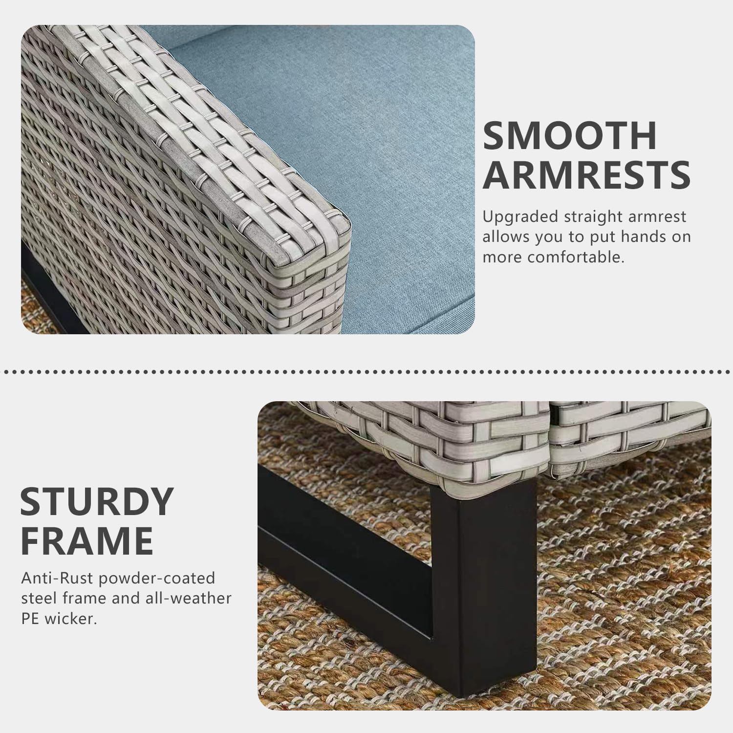 7 Piece Patio Furniture Set Outdoor Sectional Sofa,High Back Patio Swivel Rocker Chairs with Ottomans Coffee Table for Porch