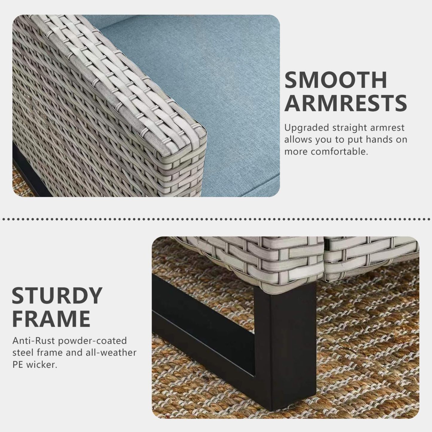 7 Piece Patio Furniture Set Outdoor Sectional Sofa,High Back Patio Swivel Rocker Chairs with Ottomans Coffee Table for Porch