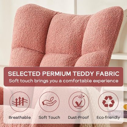 Modern Nursery Rocking Chair, Upholstered Glider Chair with High Backrest, Rocker Accent Armchair