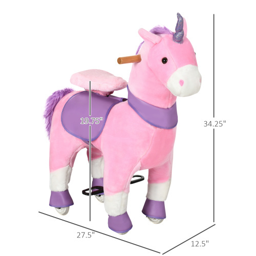Ride On Real Walking Unicorn with Sparkly Horn, Soft Plush Ride On Rocking Horse Bearing 176lbs