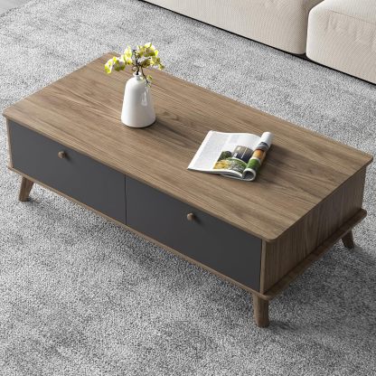 Modern Coffee Table Set, 43.3" White Oval Coffee Table