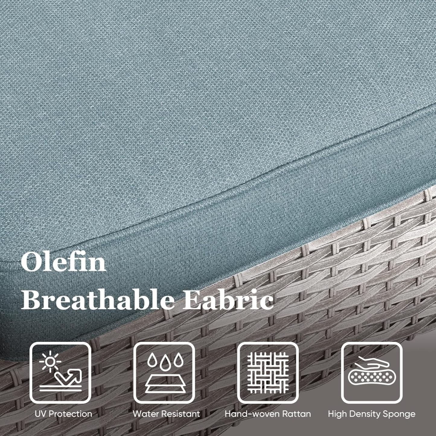 3-Piece Patio Swivel Chairs,PE Wicker Outdoor Rocking Chairs Bistro Set with Side Table Porch Balcony Furniture with Cushions