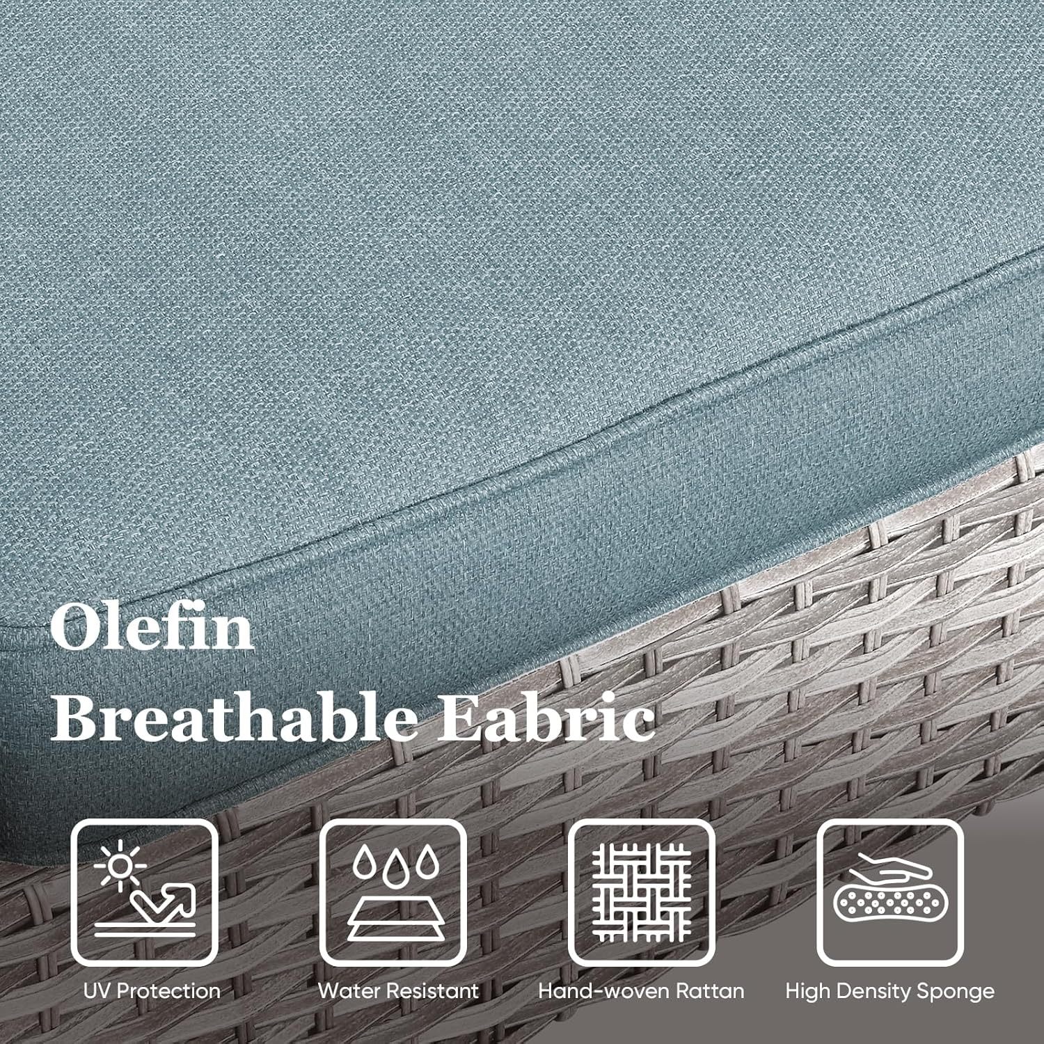 3-Piece Patio Swivel Chairs,PE Wicker Outdoor Rocking Chairs Bistro Set with Side Table Porch Balcony Furniture with Cushions