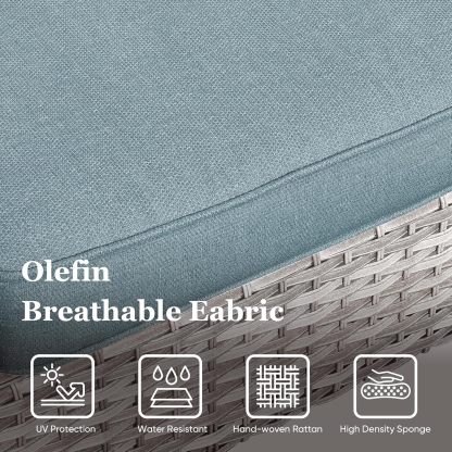 3-Piece Patio Swivel Chairs,PE Wicker Outdoor Rocking Chairs Bistro Set with Side Table Porch Balcony Furniture with Cushions