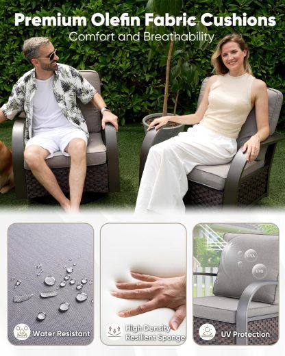 Patio Swivel Glider Outdoor Chair-All Weather Rattan Wicker Patio Swivel Rocking Chairs Porch Chair for Deck Porch Lawn Garden Backyard-Brown/Grey