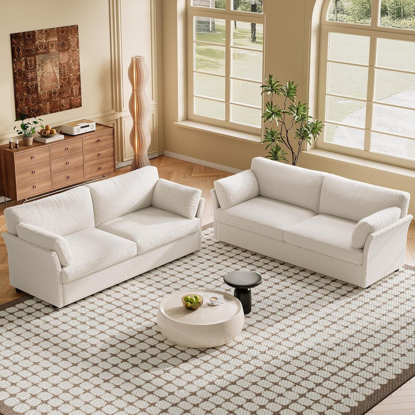 55.8W Loveseat Couch of 2, Modern Decor Elasticity Love Seat Sofa for Living Room, Comfy Seat and Back Cushions Bedroom Couch