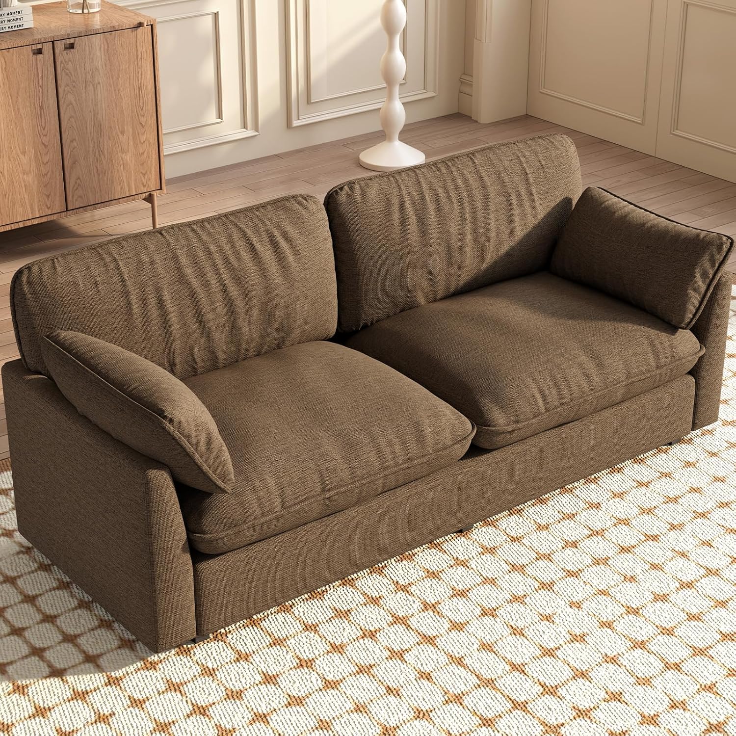 82.67" Large Sofa Couches for Living Room,Comfy Loveseat Couch with 26.77" Deep Seat & Comfy Cushion, 2 Pillows & Armsrest