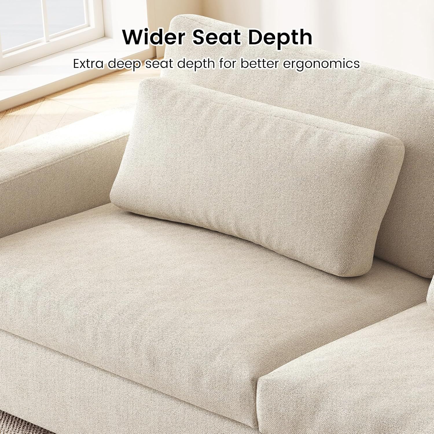 104" Spacious Modular Sofa Couch, Comfy Poofy Cloud Sofa with Armrest and Pillows, Modern White Couch with Deep Seat