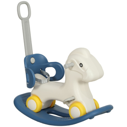 4 in 1 Rocking Horse for Toddles 2-5 Years, Baby Ride on Horse with Detachable Push Handle & Balance Board