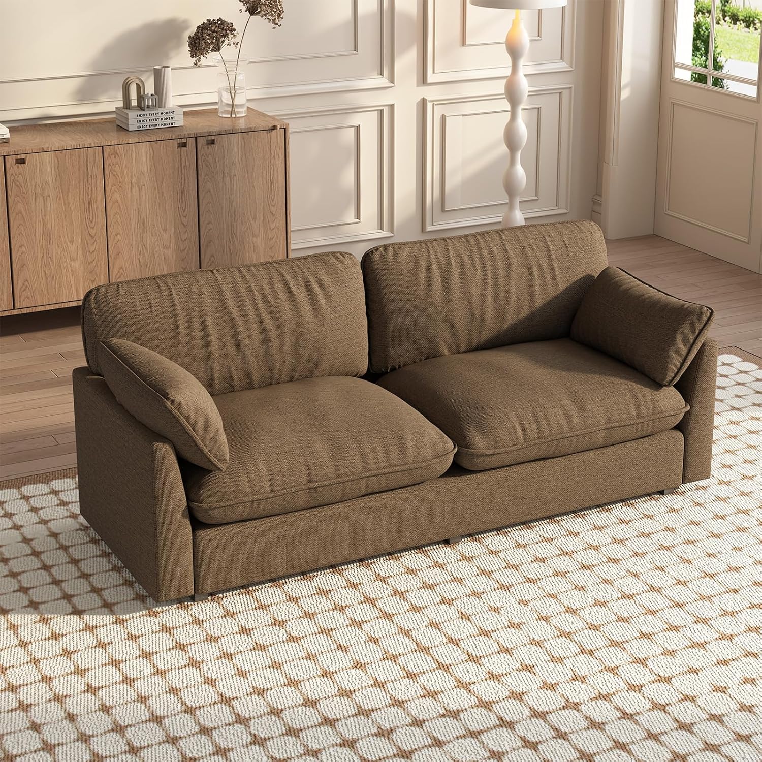 82.67" Large Sofa Couches for Living Room,Comfy Loveseat Couch with 26.77" Deep Seat & Comfy Cushion, 2 Pillows & Armsrest