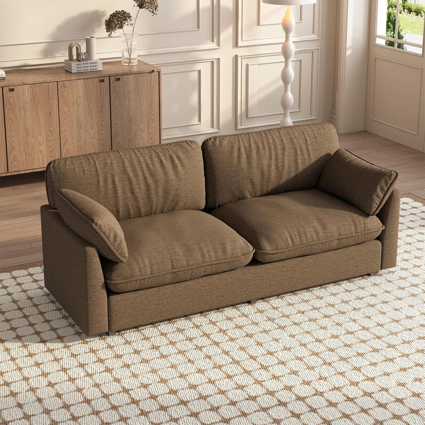 82.67" Large Sofa Couches for Living Room,Comfy Loveseat Couch with 26.77" Deep Seat & Comfy Cushion, 2 Pillows & Armsrest
