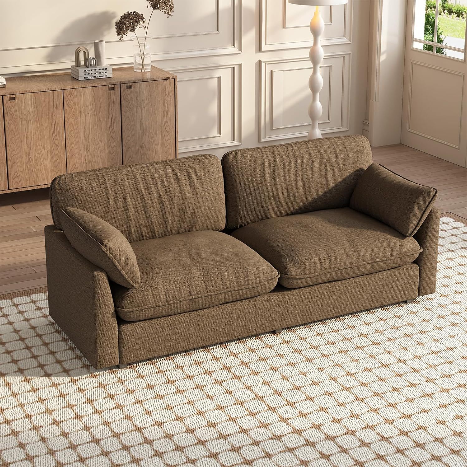 82.67" Large Sofa Couches for Living Room,Comfy Loveseat Couch with 26.77" Deep Seat & Comfy Cushion, 2 Pillows & Armsrest