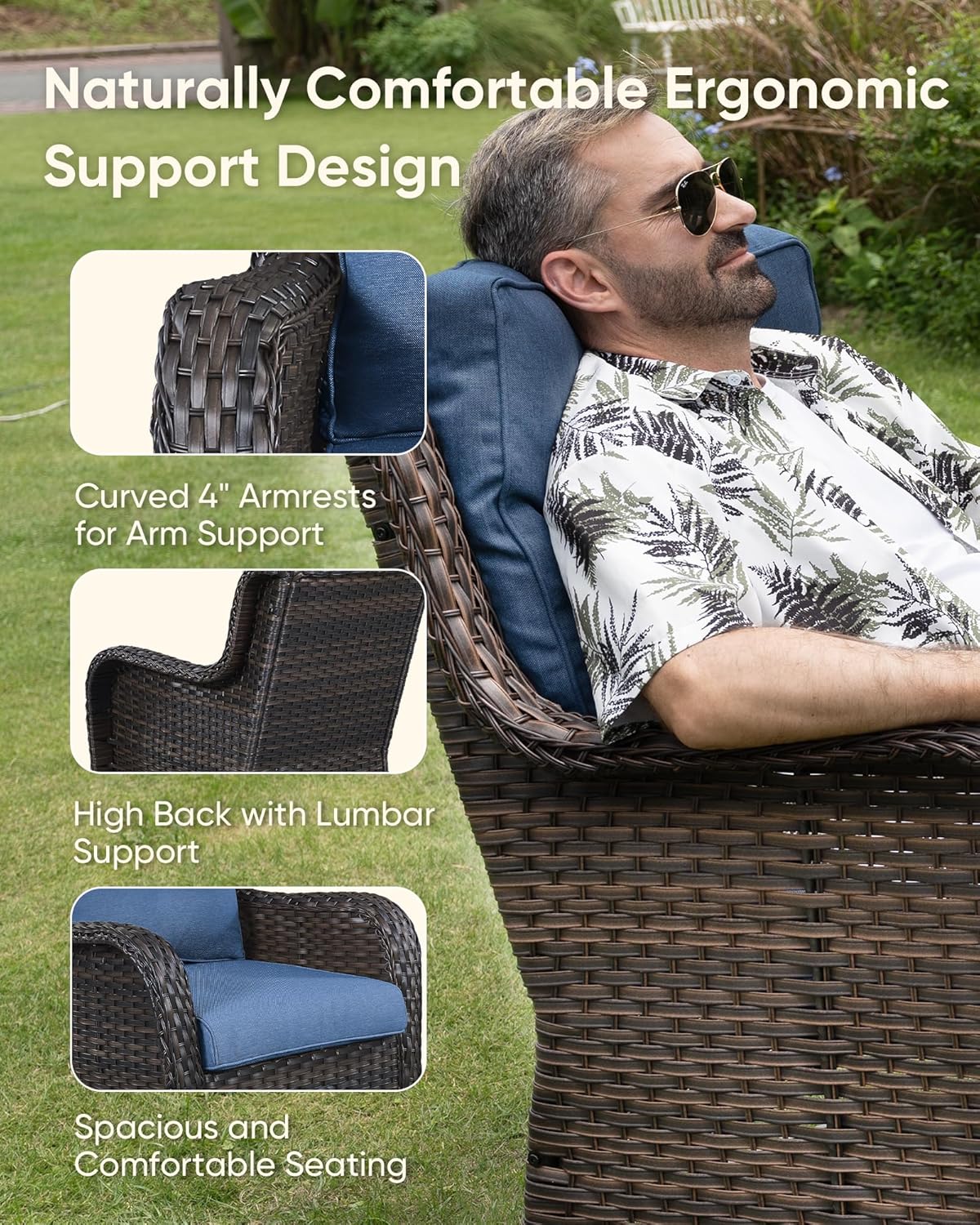 Outdoor Swivel Rocker Wicker Patio Chairs Set of 2