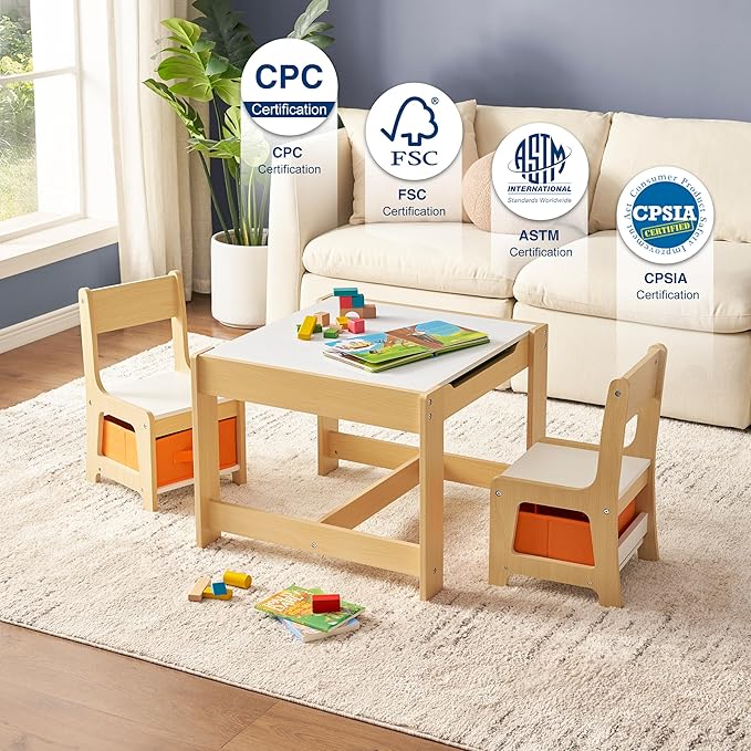 2 in 1 Tabletop Removable Blackboard for Crafts, Arts, Drawing, Reading, Toddler Table and Chair Set