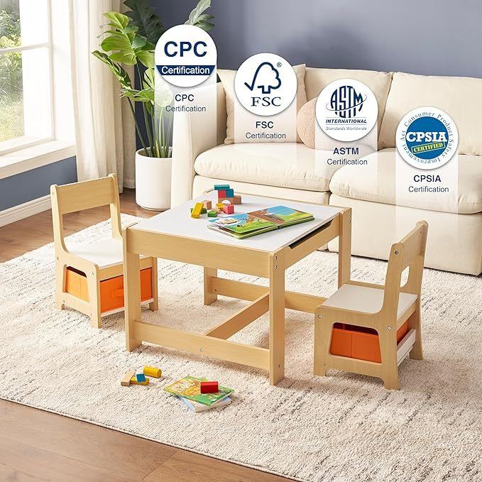 2 in 1 Tabletop Removable Blackboard for Crafts, Arts, Drawing, Reading, Toddler Table and Chair Set