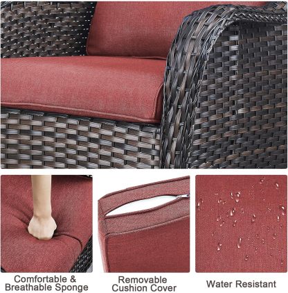 3 Pieces Patio Bistro Set Wicker Patio Chairs Set of 2 with Tempered Glass Top Side Table Rattan Outdoor Furniture Conversation Set