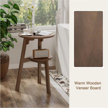 Round End Table Set of 2, Narrow Side Table for Small Spaces