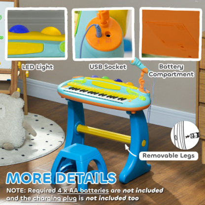 Kids Piano Toy Keyboard, 37 Key Piano for Toddlers, Electronic Music Educational Instrument with Microphone, Stool