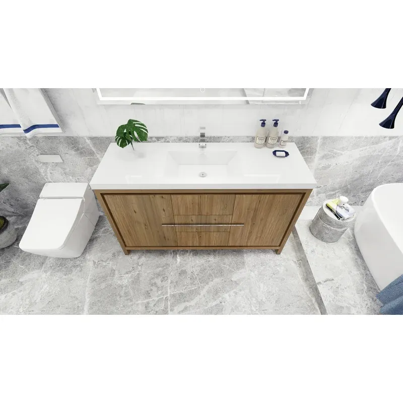 59" Single Freestanding Bathroom Vanity Set with Drawers and Doors