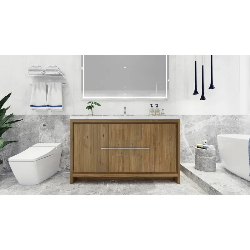 59" Single Freestanding Bathroom Vanity Set with Drawers and Doors
