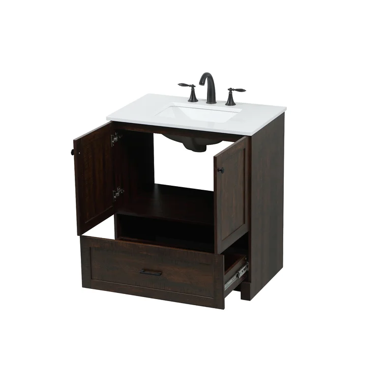 30'' Single Bathroom Vanity with Engineered Marble Top