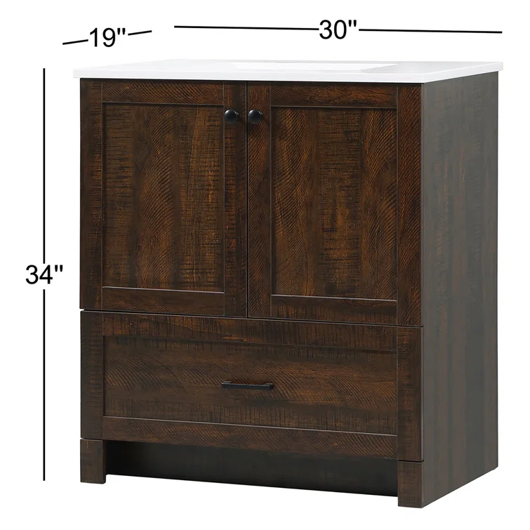 30'' Single Bathroom Vanity with Engineered Marble Top