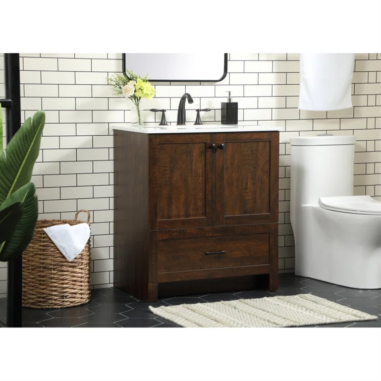 30'' Single Bathroom Vanity with Engineered Marble Top