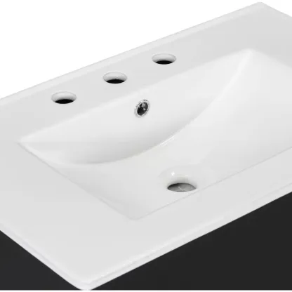 30" Black Bathroom Vanity with Sink Top, Bathroom Cabinet with Open Storage Shelf and Two Drawers