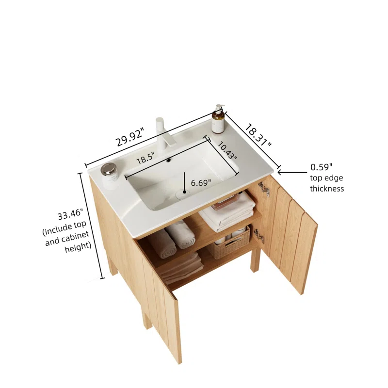 Bathroom Vanity with Ceramic Sink and Soft-Close Drawers