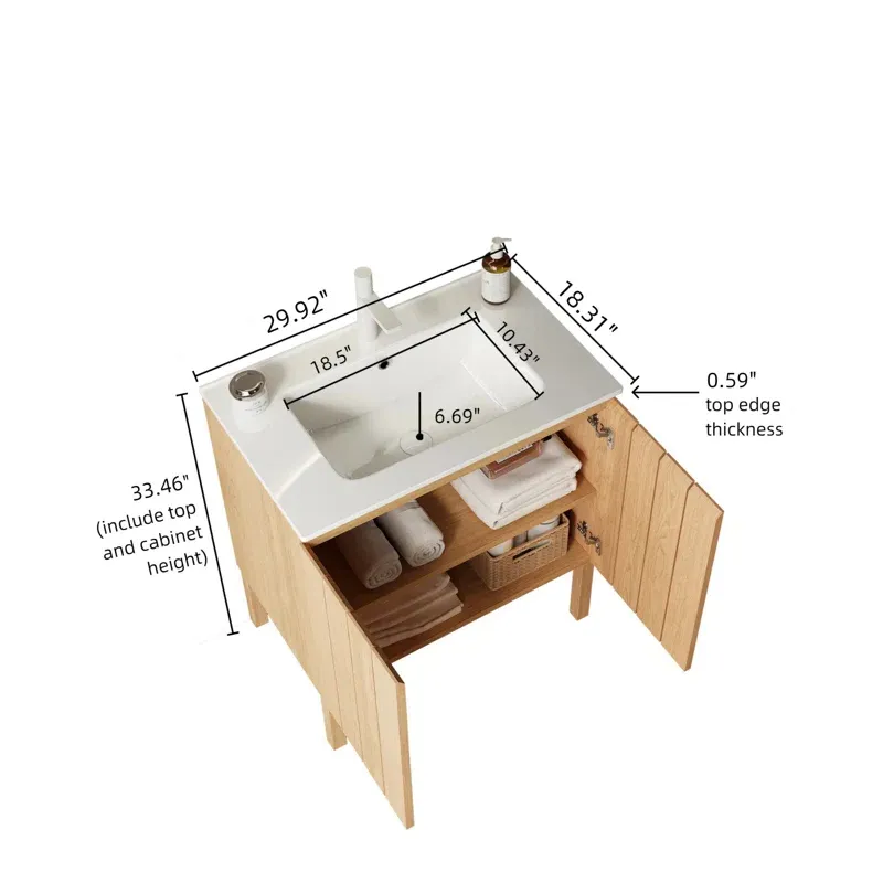 Bathroom Vanity with Ceramic Sink and Soft-Close Drawers