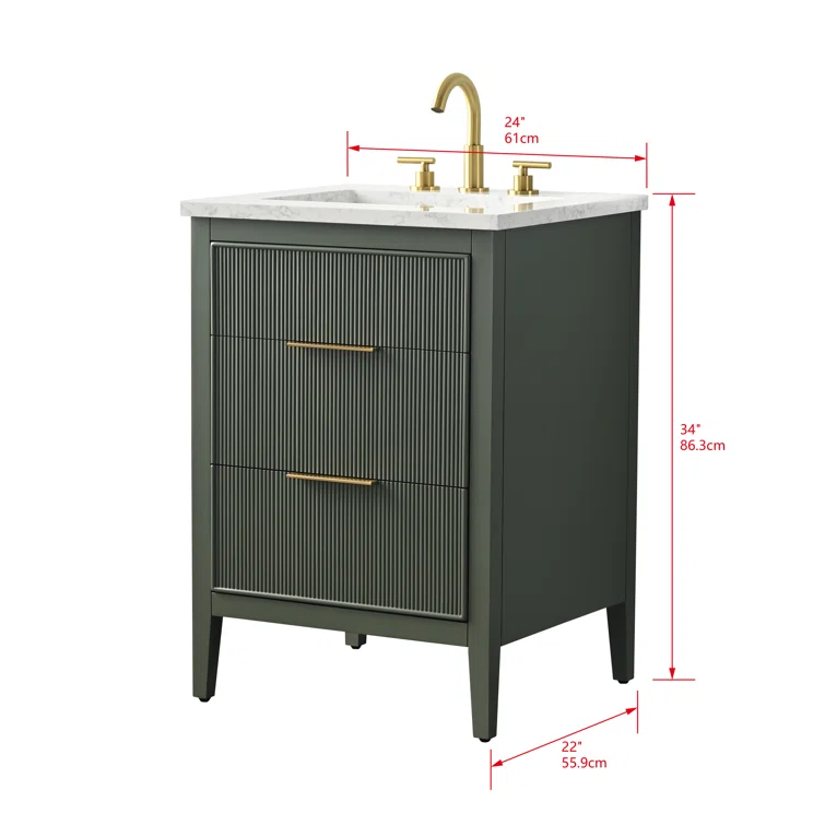 24'' Single Bathroom Vanity with Engineered Stone Top