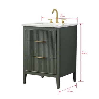 24'' Single Bathroom Vanity with Engineered Stone Top