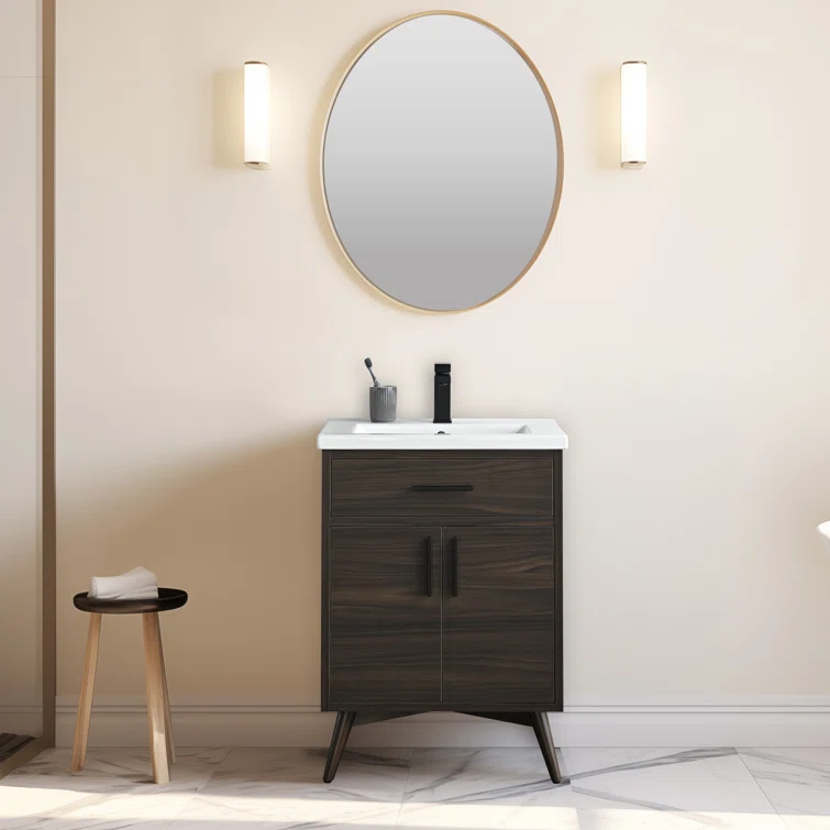 24'' Single Bathroom Vanity with Ceramic Top
