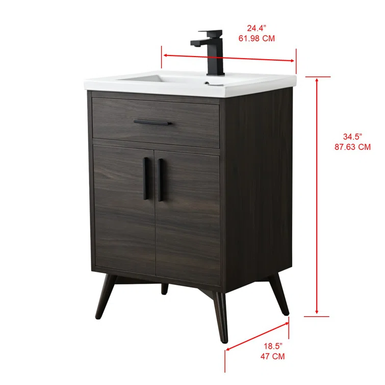 24'' Single Bathroom Vanity with Ceramic Top