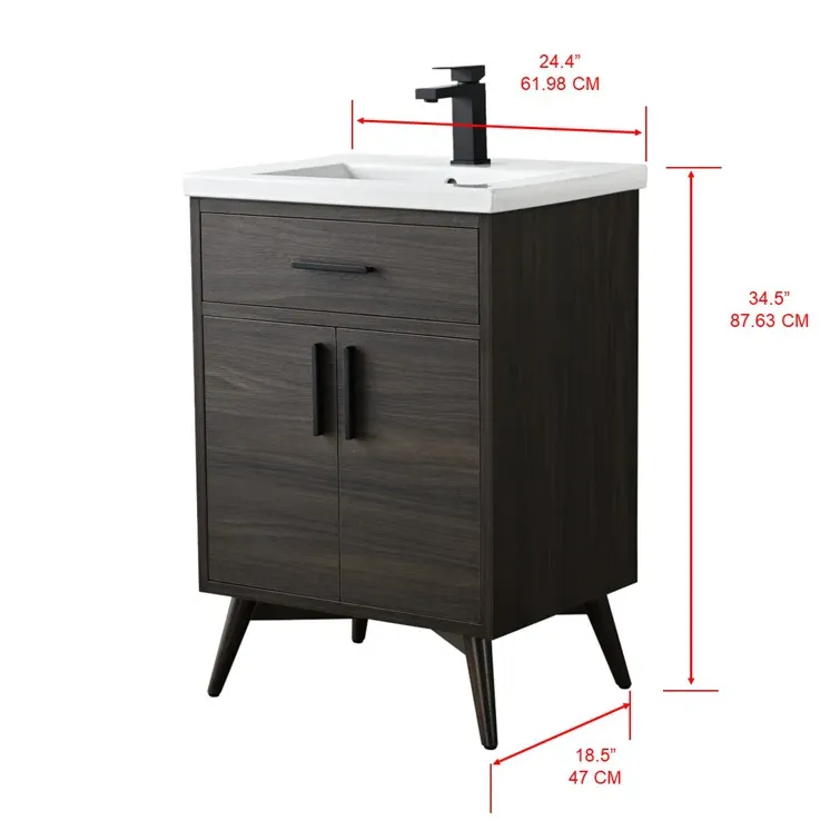 24'' Single Bathroom Vanity with Ceramic Top