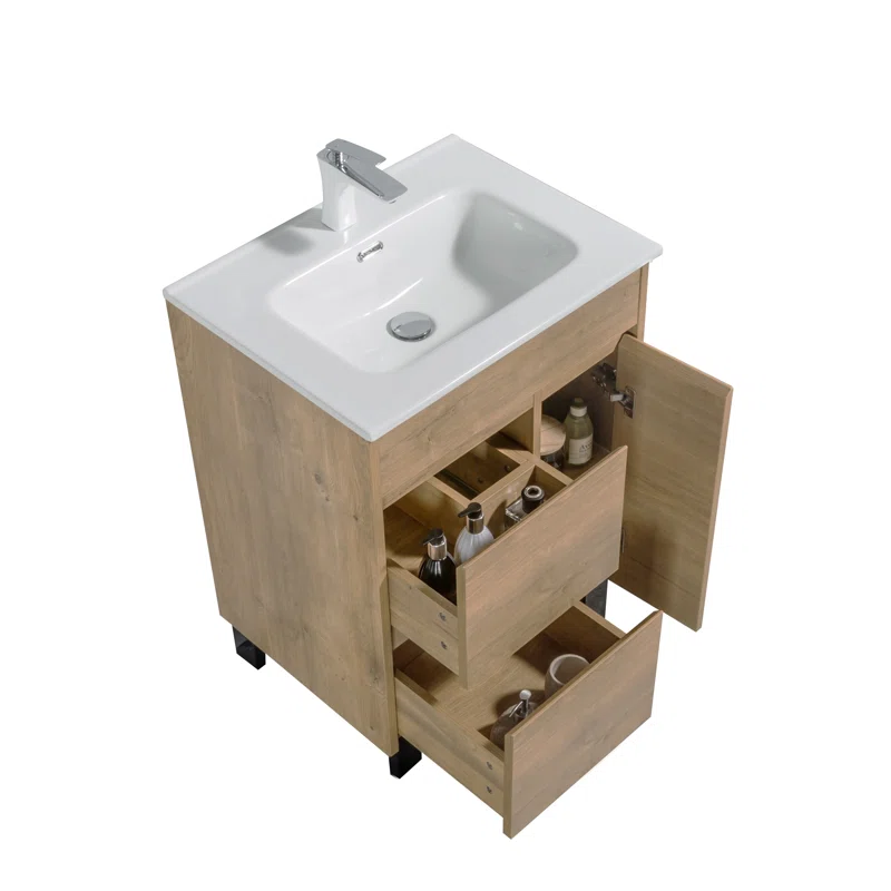 24.1'' Single Bathroom Vanity with Ceramic Top