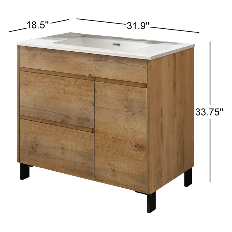 31.9'' Single Bathroom Vanity with Ceramic Top