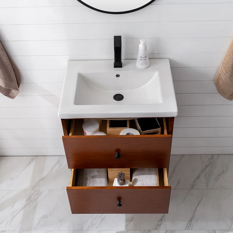 24'' Single Bathroom Vanity with Porcelain Top