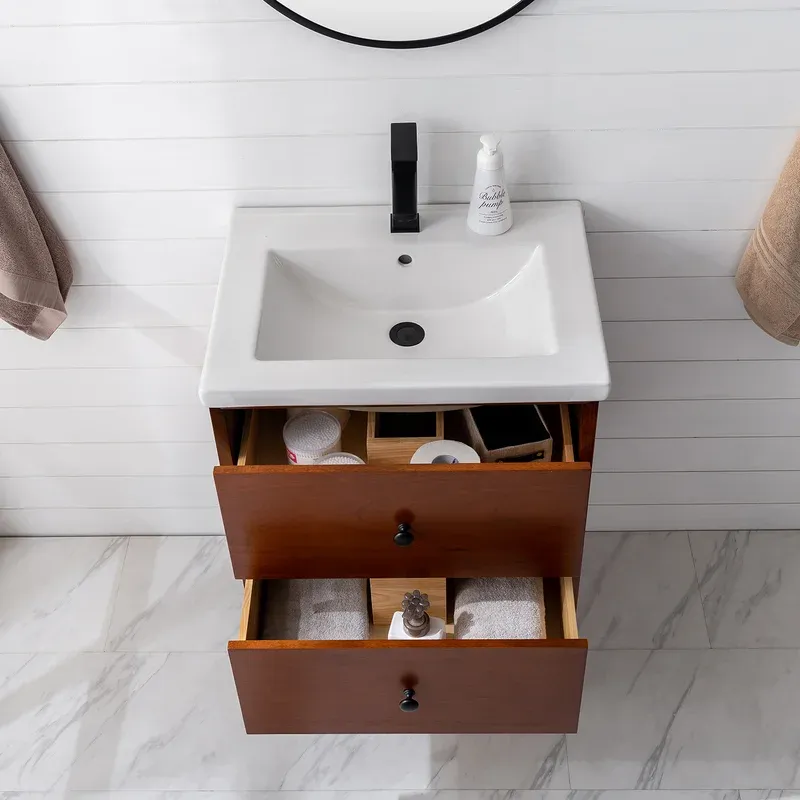 24'' Single Bathroom Vanity with Porcelain Top