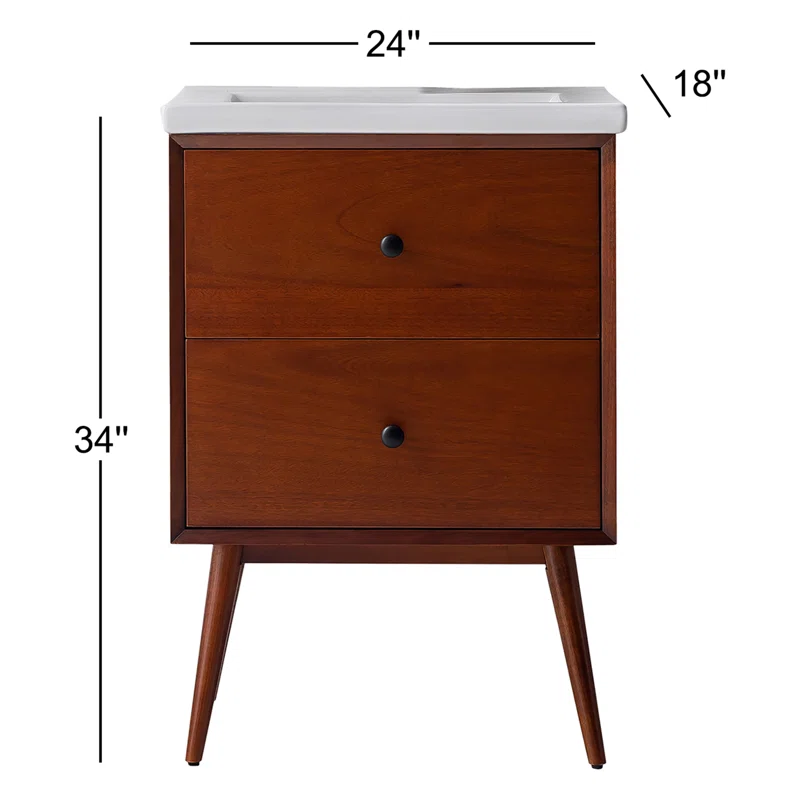 24'' Single Bathroom Vanity with Porcelain Top