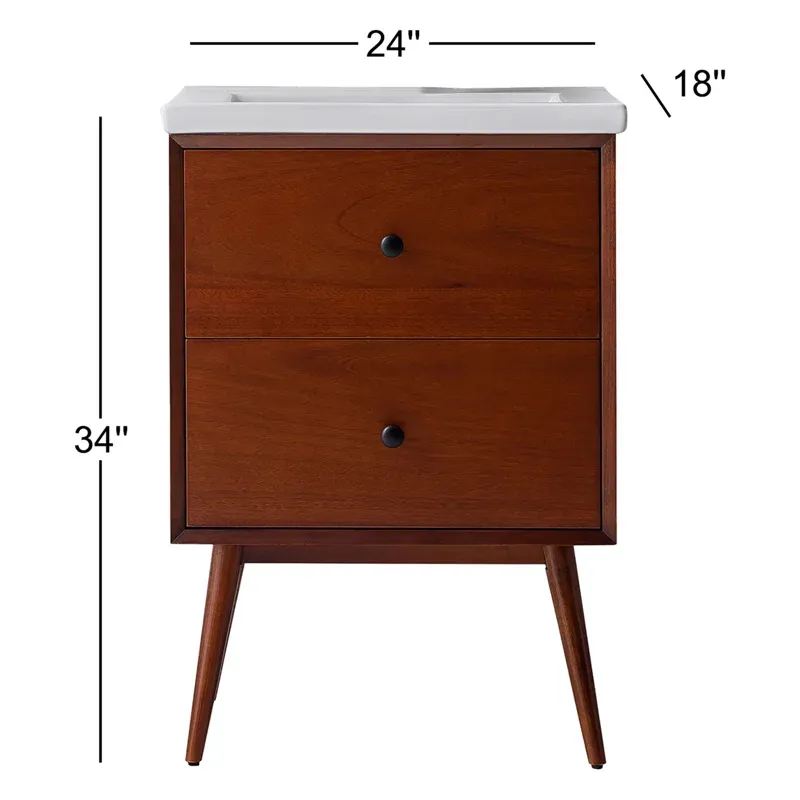24'' Single Bathroom Vanity with Porcelain Top