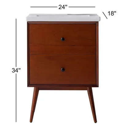 24'' Single Bathroom Vanity with Porcelain Top