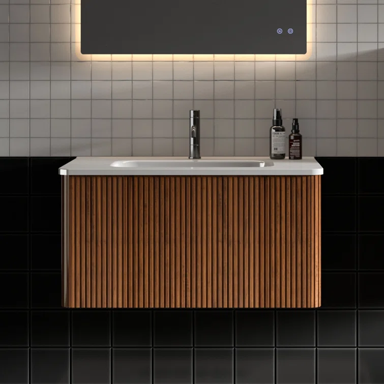 30'' Wall Mounted Single Bathroom Vanity with Ceramic Top