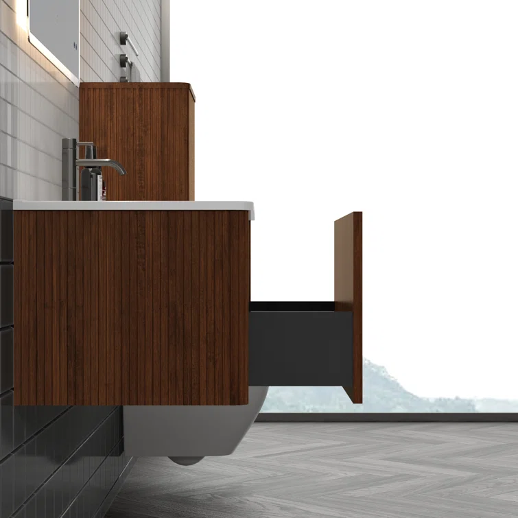 30'' Wall Mounted Single Bathroom Vanity with Ceramic Top