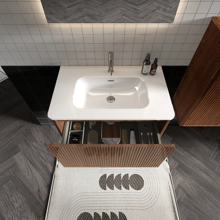 30'' Wall Mounted Single Bathroom Vanity with Ceramic Top