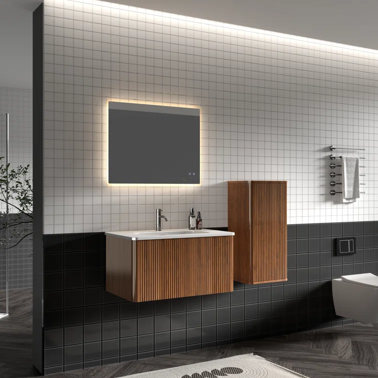 30'' Wall Mounted Single Bathroom Vanity with Ceramic Top