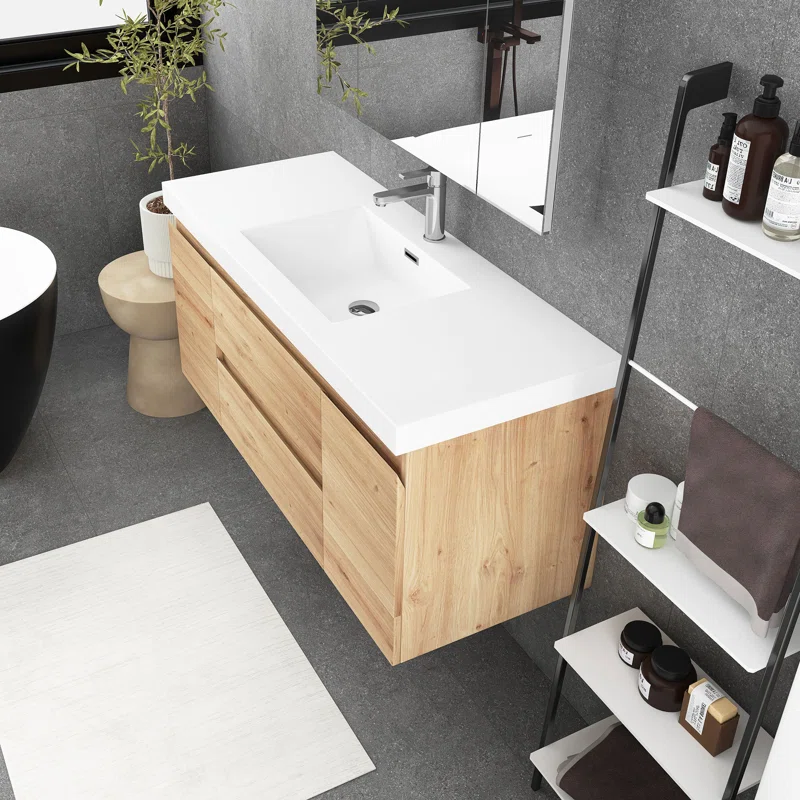 48'' Single Bathroom Vanity with Resin Top