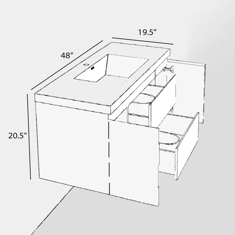 48'' Single Bathroom Vanity with Resin Top