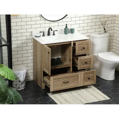 36'' Single Bathroom Vanity with Engineered Marble Top